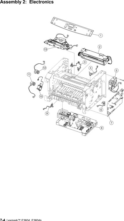 Assembly 2: Electronics parts diagram - Lexmark E360 Parts