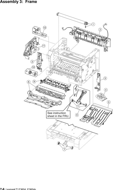 Assembly 3: Frame parts diagram - Lexmark E360 Parts