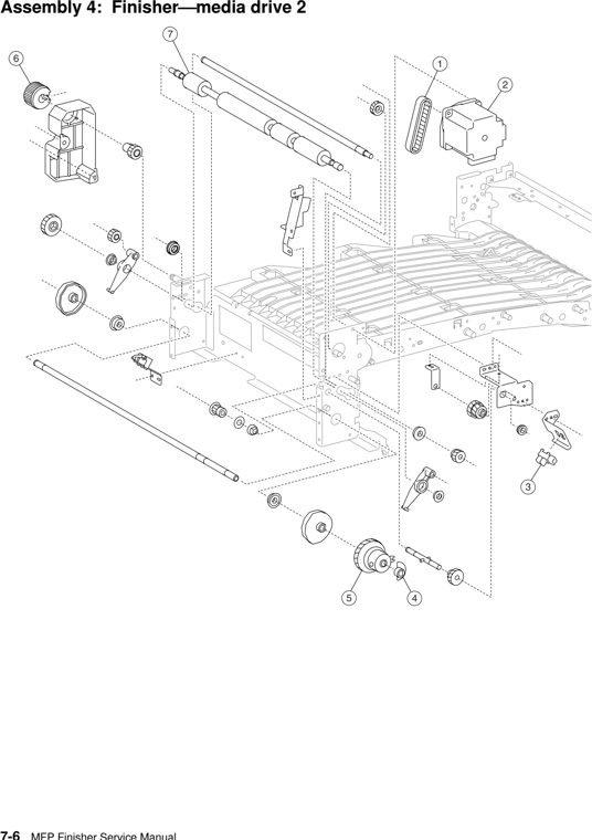 Assembly 4: Finisher–media drive 2 parts diagram - Lexmark C935 X940 X945 Finisher Parts