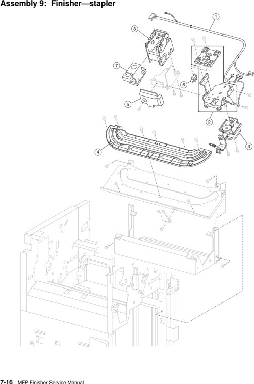 Assembly 9: Finisher–stapler parts diagram - Lexmark C935 X940 X945 Finisher Parts