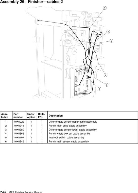 Assembly 26: Finisher–cables 2 parts diagram - Lexmark C935 X940 X945 Finisher Parts