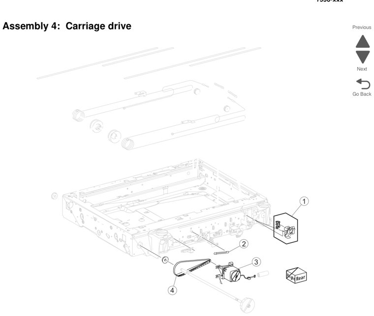 Assembly 4: Carriage drive parts diagram - Lexmark X950 X952 X954 Parts