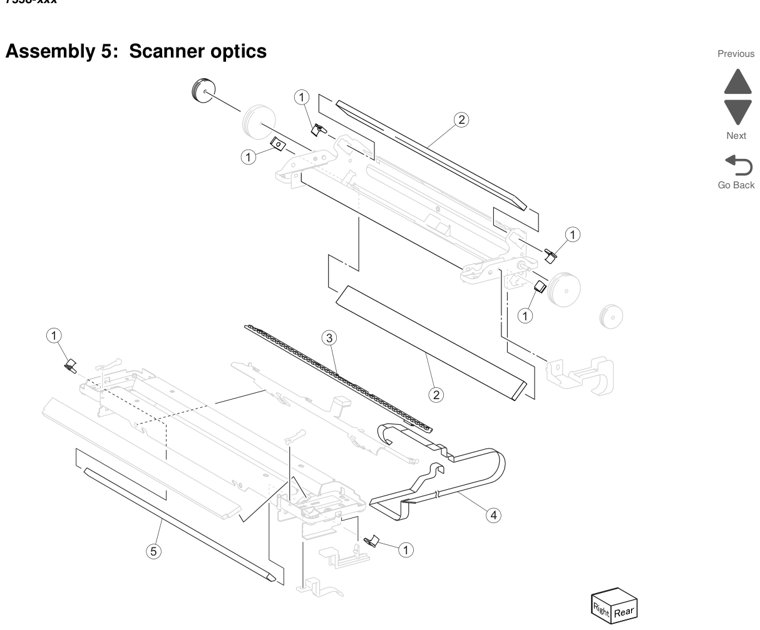 Assembly 5: Scanner optics parts diagram - Lexmark X950 X952 X954 Parts