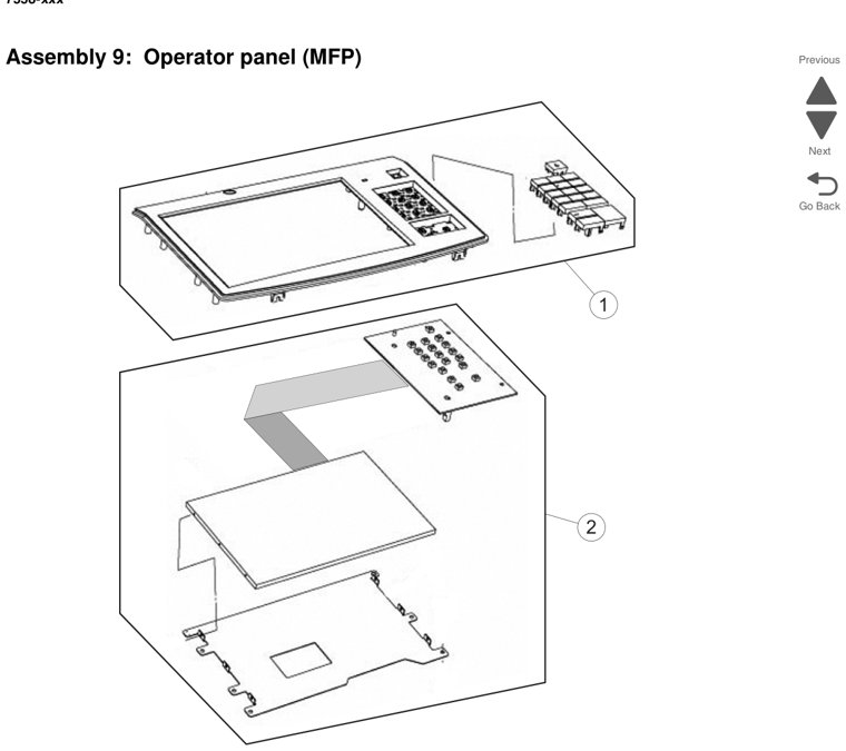 Assembly 9: Operator panel (MFP) parts diagram - Lexmark X950 X952 X954 Parts