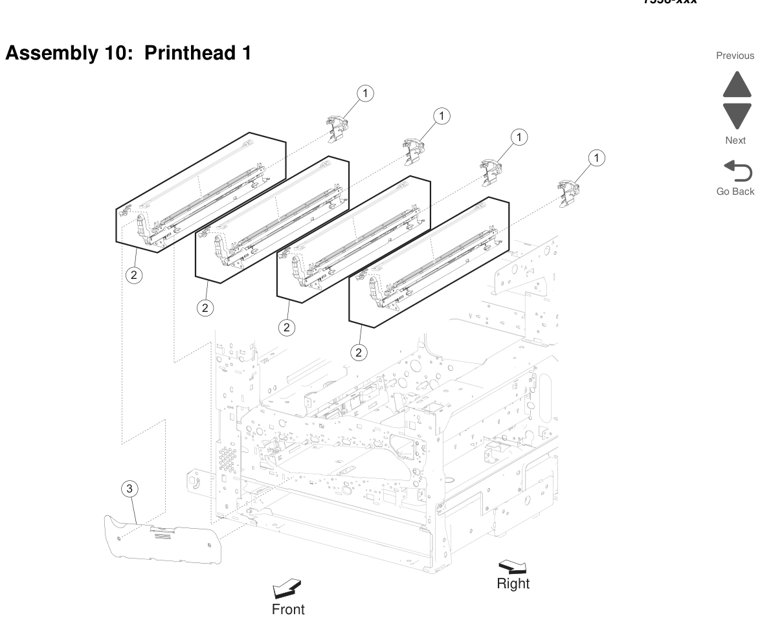 Assembly 10: Printhead 1 parts diagram - Lexmark X950 X952 X954 Parts