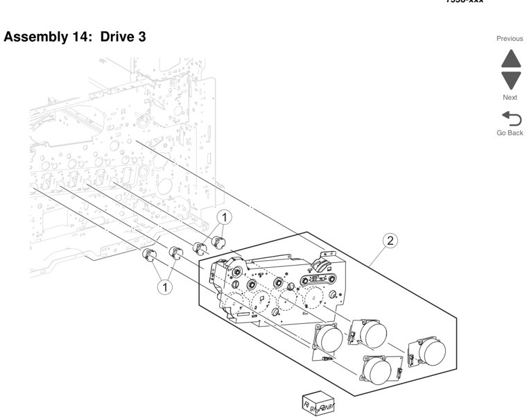 Assembly 14: Drive 3 parts diagram - Lexmark X950 X952 X954 Parts