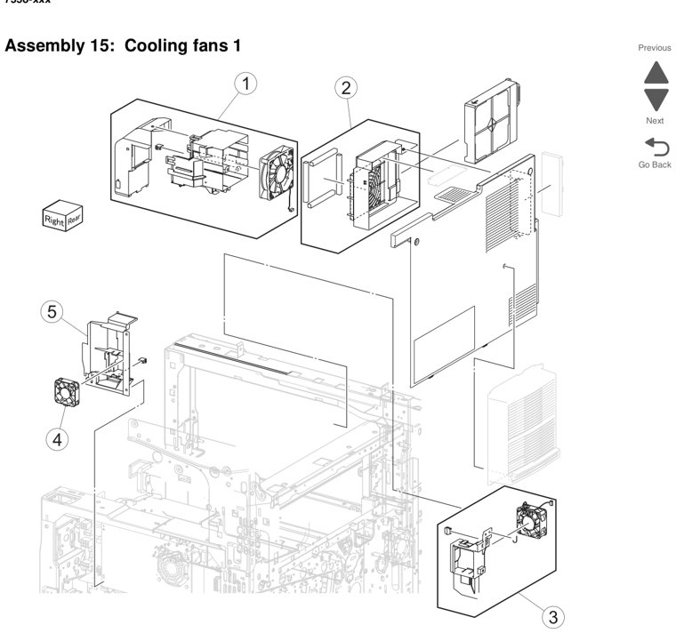 Assembly 17: Cooling fans 3 parts diagram - Lexmark X950 X952 X954 Parts