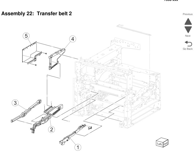 Assembly 22: Transfer belt 2 parts diagram - Lexmark X950 X952 X954 Parts