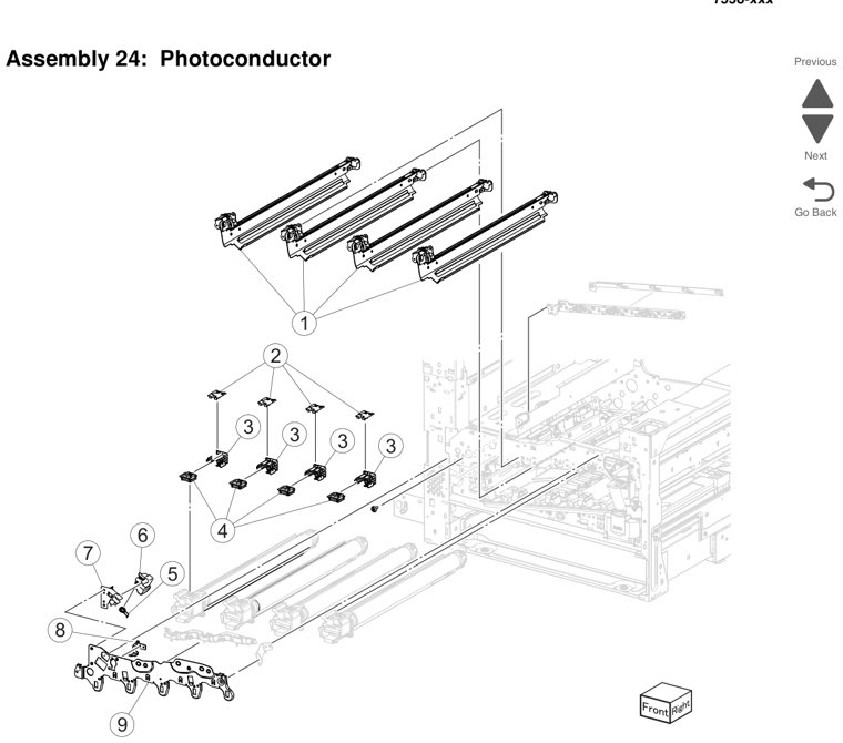 Assembly 24: Photoconductor parts diagram - Lexmark X950 X952 X954 Parts