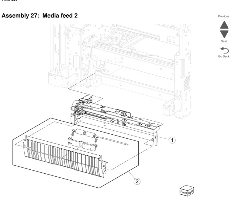 Assembly 27: Media feed 2 parts diagram - Lexmark X950 X952 X954 Parts