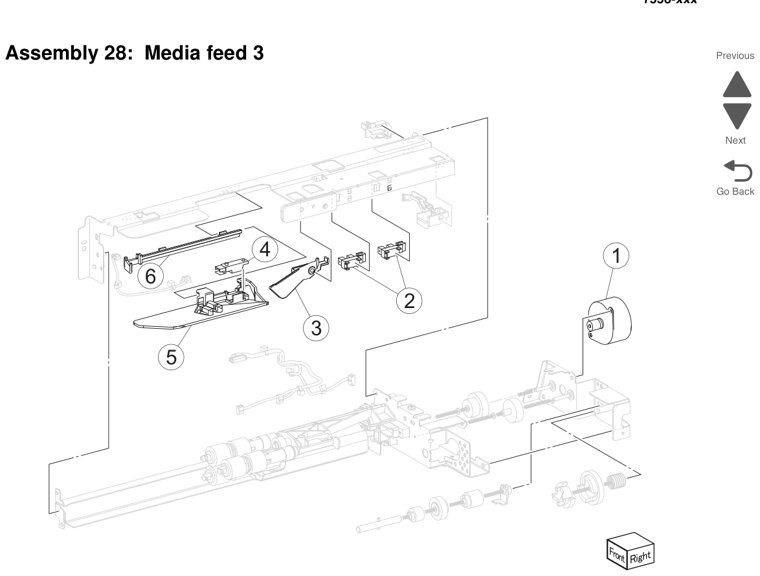 Assembly 28: Media feed 3 parts diagram - Lexmark X950 X952 X954 Parts