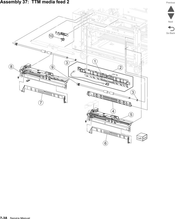 Assembly 37: TTM media feed 2 parts diagram - Lexmark X950 X952 X954 Parts