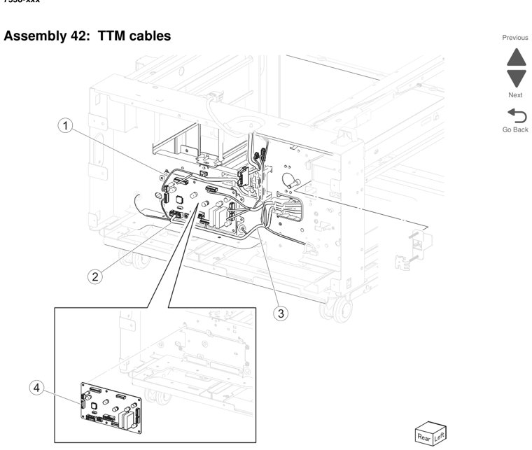 Assembly 42: TTM cables parts diagram - Lexmark X950 X952 X954 Parts