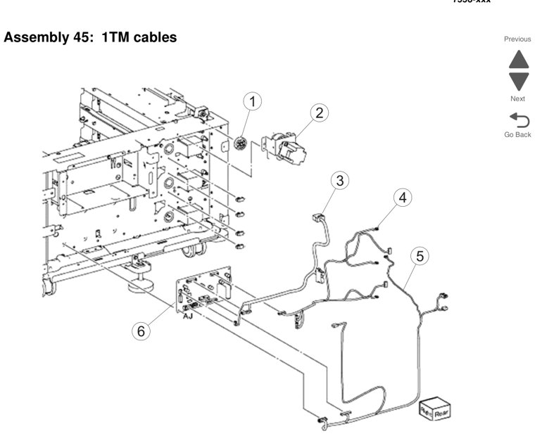 Assembly 45: 1TM cables parts diagram - Lexmark X950 X952 X954 Parts