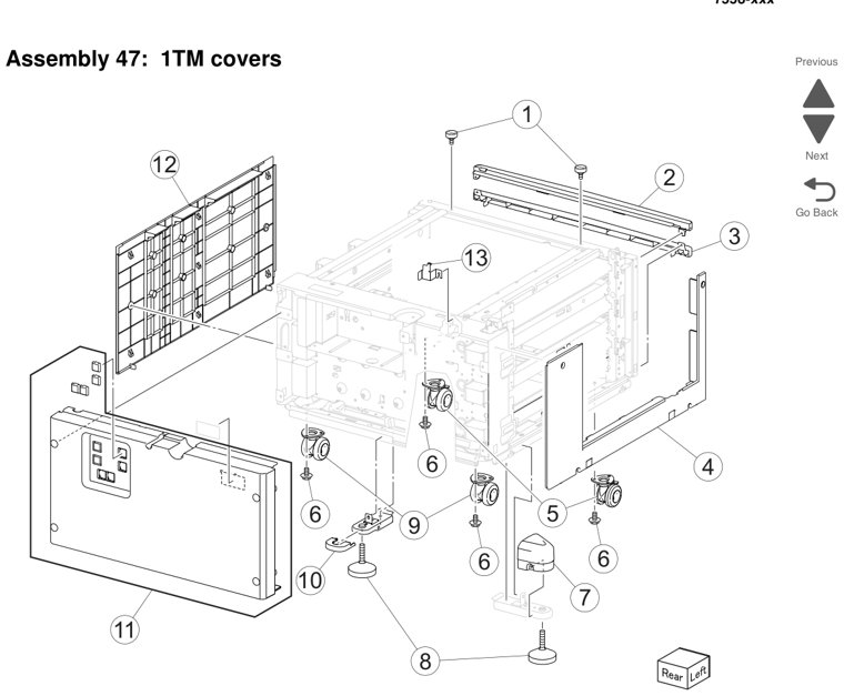 Assembly 47: 1TM covers parts diagram - Lexmark X950 X952 X954 Parts