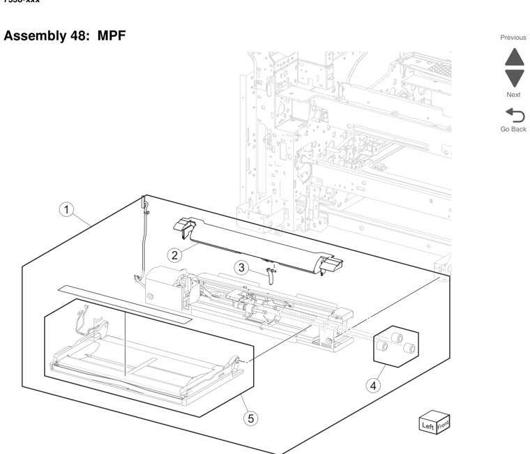 Assembly 50: 2nd transfer roller parts diagram - Lexmark X950 X952 X954 Parts