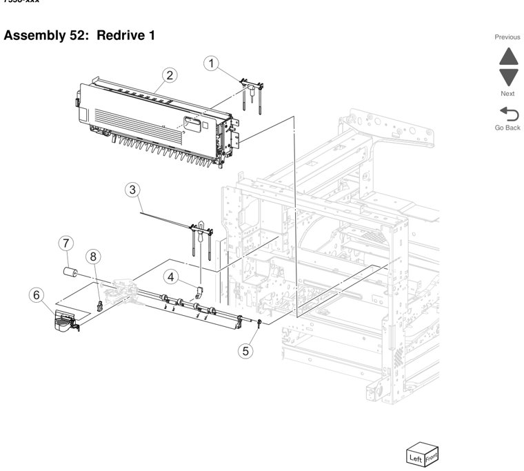 Assembly 52: Redrive 1 parts diagram - Lexmark X950 X952 X954 Parts