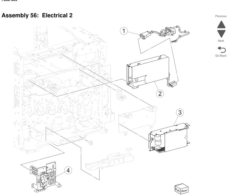 Assembly 58: Electrical 4 parts diagram - Lexmark X950 X952 X954 Parts