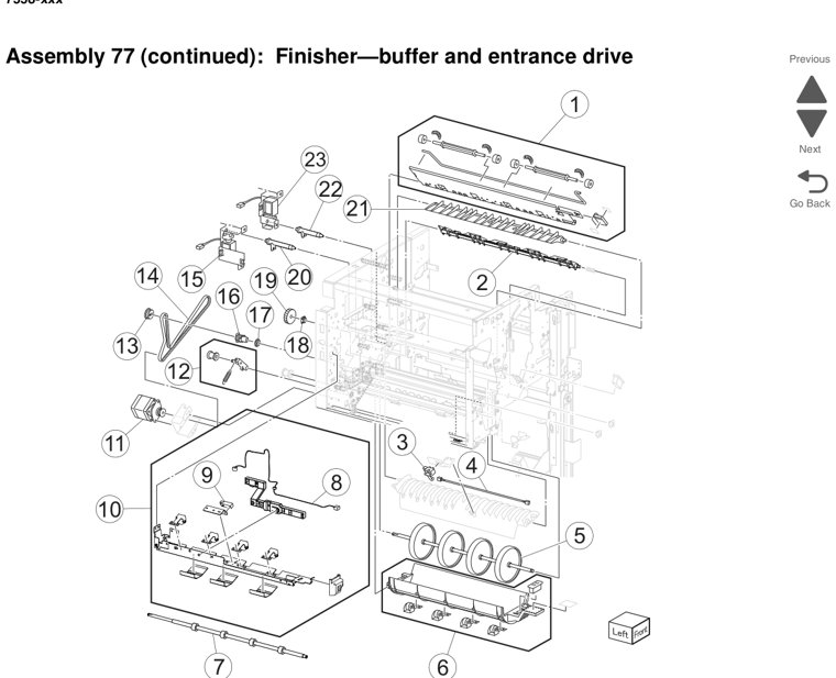 Assembly 79: Finisher—electronics parts diagram - Lexmark X950 X952 X954 Parts