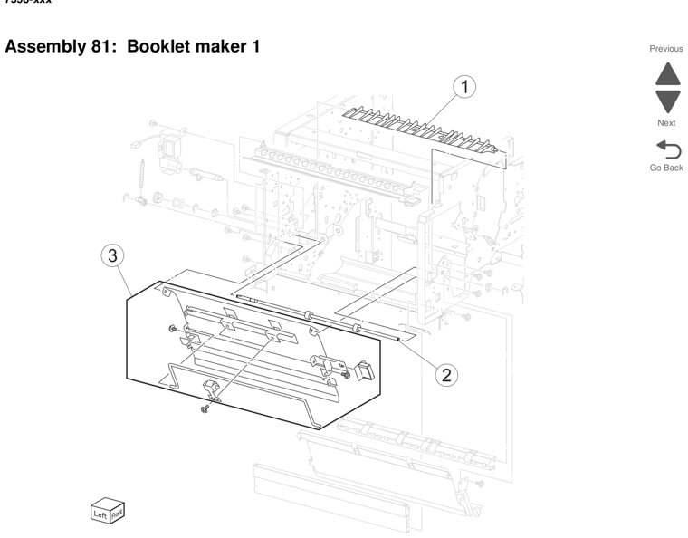 Assembly 83: Booklet maker 3 parts diagram - Lexmark X950 X952 X954 Parts