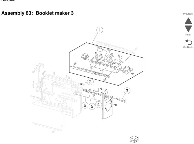 Assembly 85: Booklet maker 5 parts diagram - Lexmark X950 X952 X954 Parts