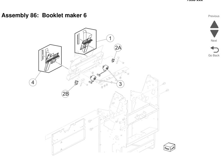 Assembly 86: Booklet maker 6 parts diagram - Lexmark X950 X952 X954 Parts