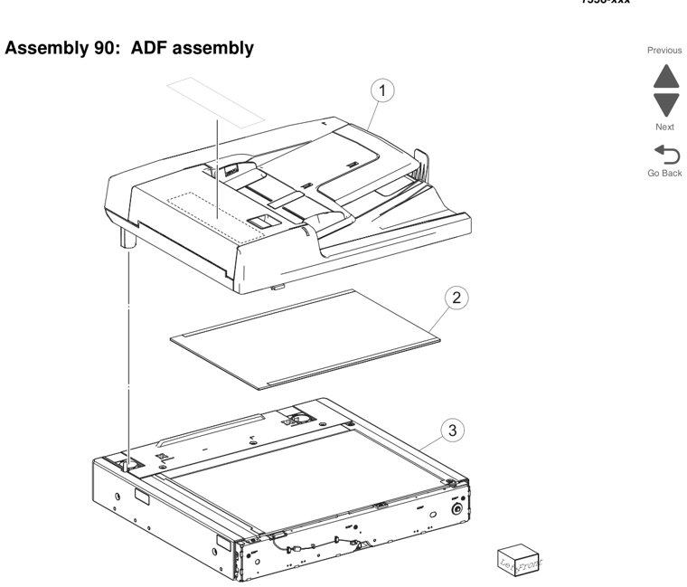 Assembly 90: ADF assembly parts diagram - Lexmark X950 X952 X954 Parts