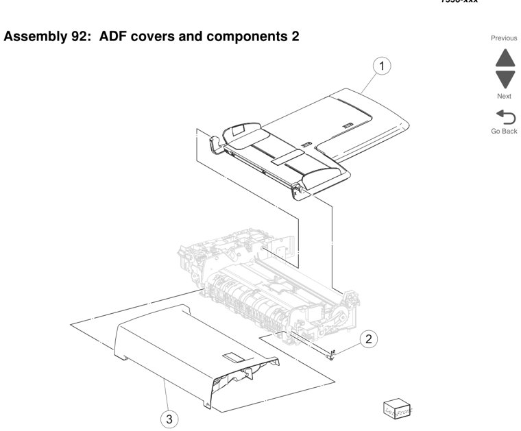 Assembly 92: ADF covers and components 2 parts diagram - Lexmark X950 X952 X954 Parts