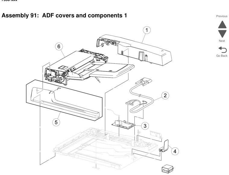 Assembly 93: ADF base parts diagram - Lexmark X950 X952 X954 Parts