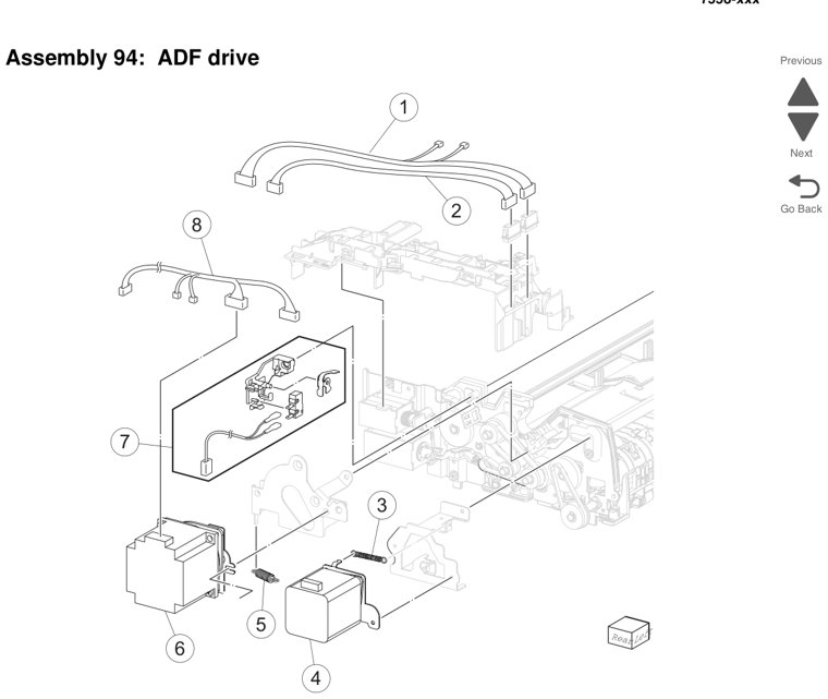 Assembly 94: ADF drive parts diagram - Lexmark X950 X952 X954 Parts