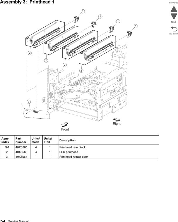 Assembly 3: Printhead 1 parts diagram - Lexmark C950 Parts