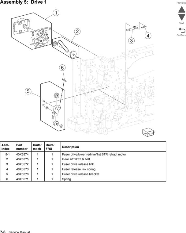 Assembly 5: Drive 1 parts diagram - Lexmark C950 Parts
