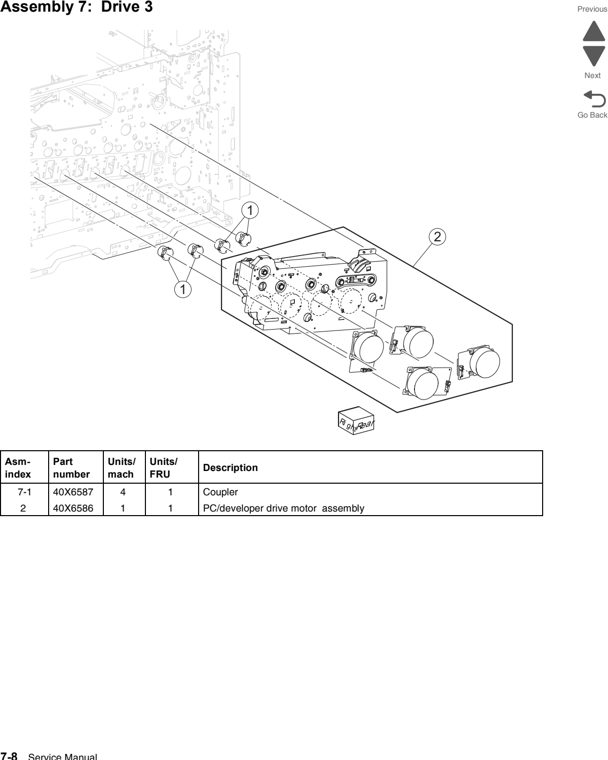 Assembly 7: Drive 3 parts diagram - Lexmark C950 Parts