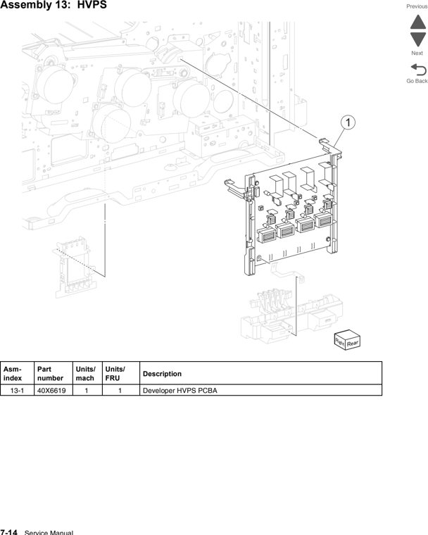 Assembly 13: HVPS parts diagram - Lexmark C950 Parts