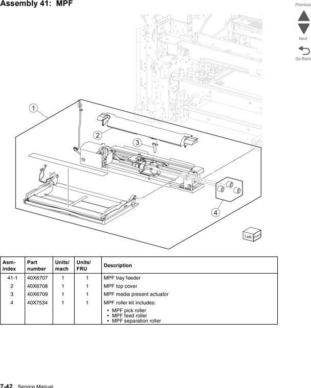 Assembly 41: MPF parts diagram - Lexmark C950 Parts
