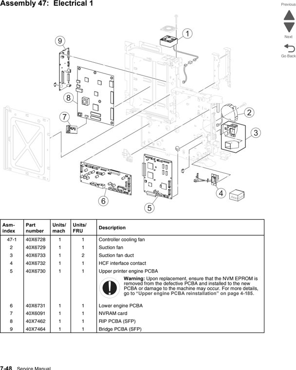 Assembly 47: Electrical 1 parts diagram - Lexmark C950 Parts