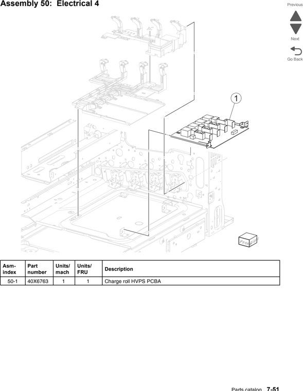 Assembly 50: Electrical 4 parts diagram - Lexmark C950 Parts