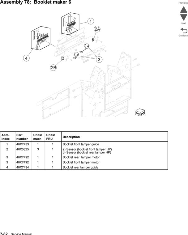 Assembly 78: Booklet maker 6 parts diagram - Lexmark C950 Parts