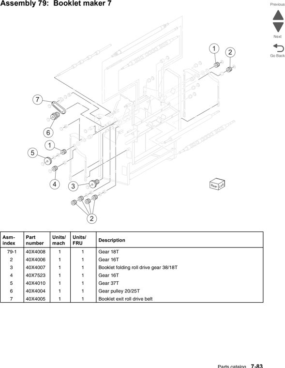 Assembly 79: Booklet maker 7 parts diagram - Lexmark C950 Parts