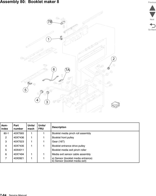 Assembly 80: Booklet maker 8 parts diagram - Lexmark C950 Parts