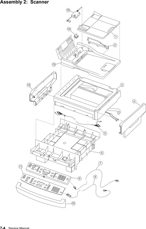 Assembly 2: Scanner parts diagram - Lexmark X264 X363 X364 Parts