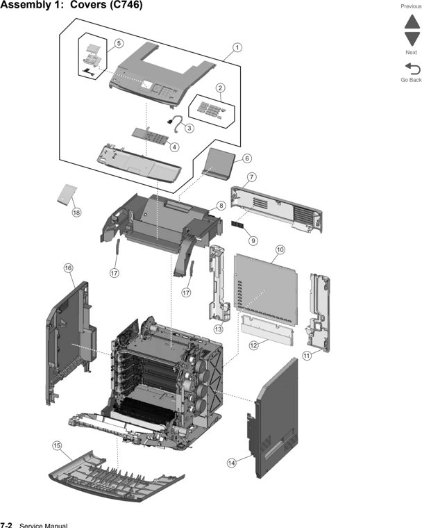 Assembly 1: Covers (C746) parts diagram - Lexmark C746 & C748 Parts