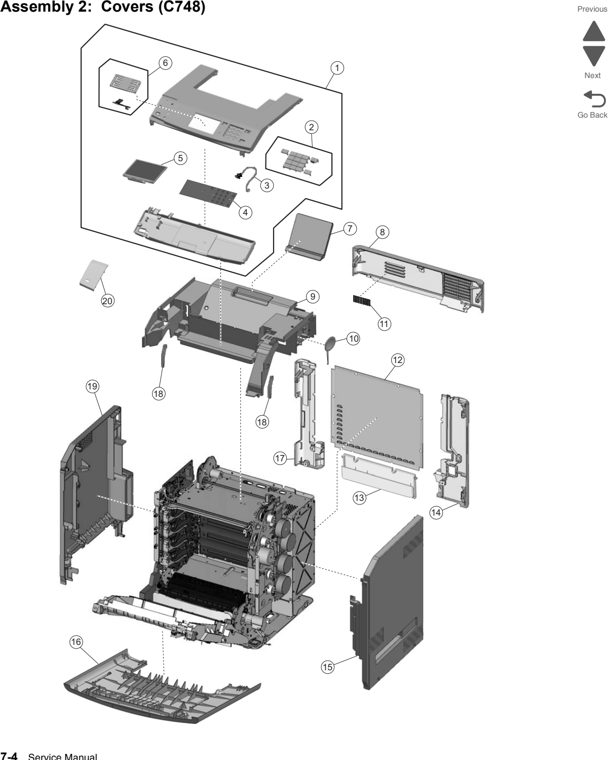 Assembly 2: Covers (C748) parts diagram - Lexmark C746 & C748 Parts
