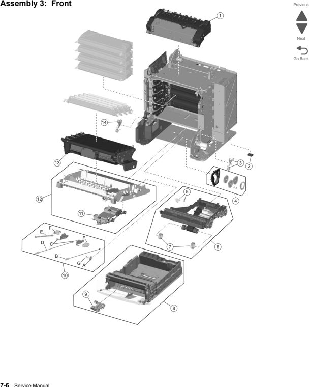 Assembly 3: Front parts diagram - Lexmark C746 & C748 Parts