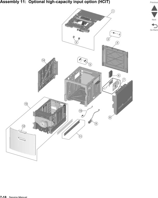 Assembly 11: Optional high-capacity input option (HCIT) parts diagram - Lexmark C746 & C748 Parts