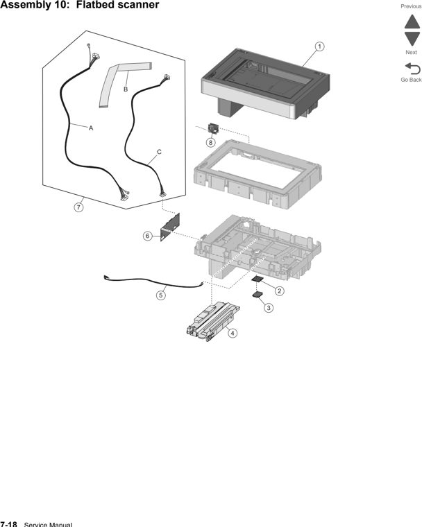 Assembly 10: Flatbed scanner parts diagram - Lexmark X746 & X748 Parts