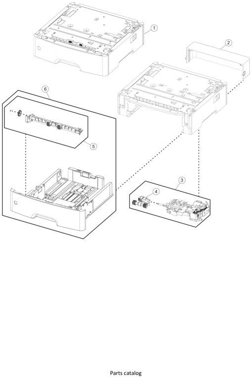 Assembly 5: Option trays parts diagram - Lexmark MS410 Parts