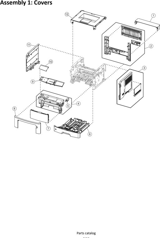 Assembly 1: Covers parts diagram - Lexmark MS310 Parts