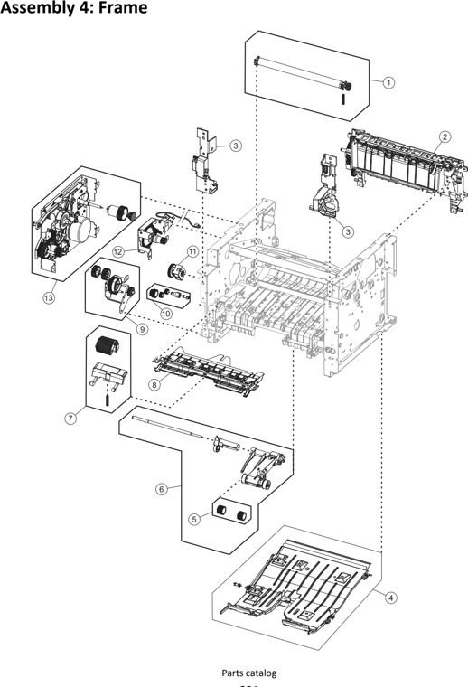 Assembly 4: Frame parts diagram - Lexmark MS310 Parts