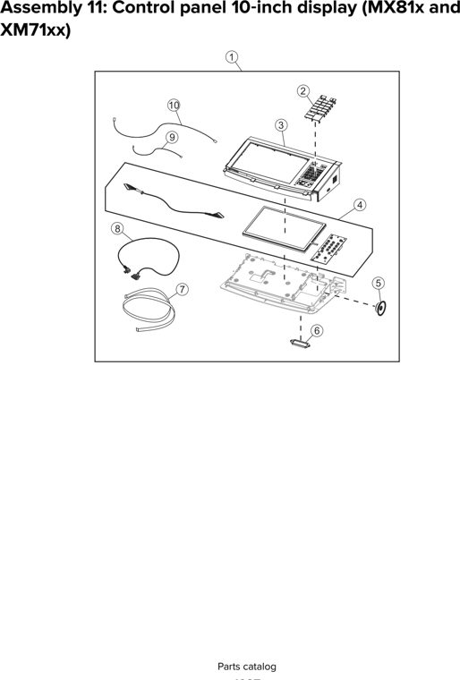 Assembly 11: Control panel 10 inch display (MX81x and parts diagram - Lexmark Parts For MX810 MX811 MX812 MX710 MX711 XM7155 XM7163 XM7170 MFP